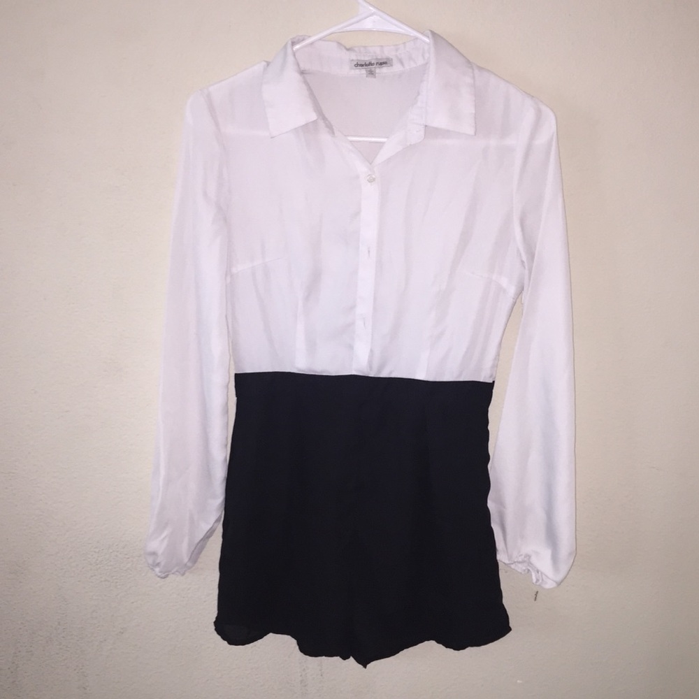 Black and White Long Sleeve Romper